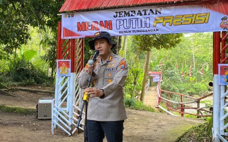 Polres Probolinggo Bangun Jembatan Merah Putih Presisi, Akses Warga Tiris – Andungsari Kembali Terhubung   